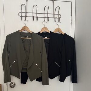 3 H&M Blazer Jackets - 1 Olive Green & 2 Black - size 4